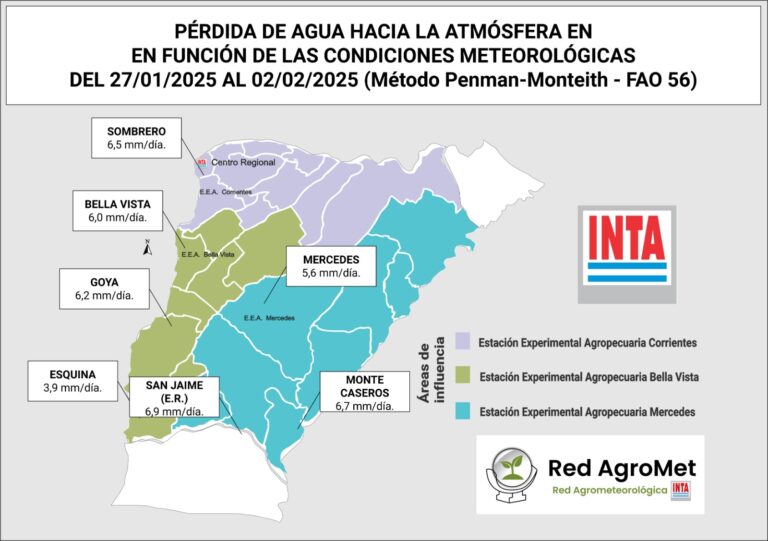 PÉRDIDA DE AGUA HACIA LA ATMÓSFERA EN FUNCIÓN DE LAS CONDICIONES METEOROLÓGICAS PARA LA PROVINCIA DE CORRIENTES.