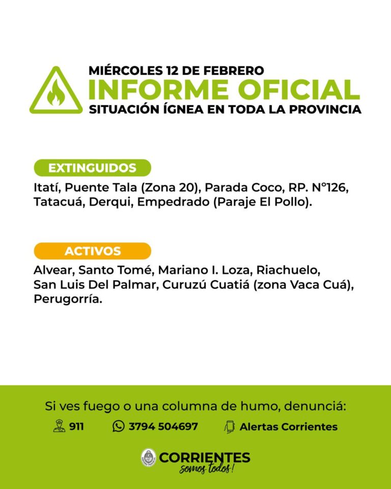 Incendios en Corrientes: este miércoles se registraron 14 focos ígneos